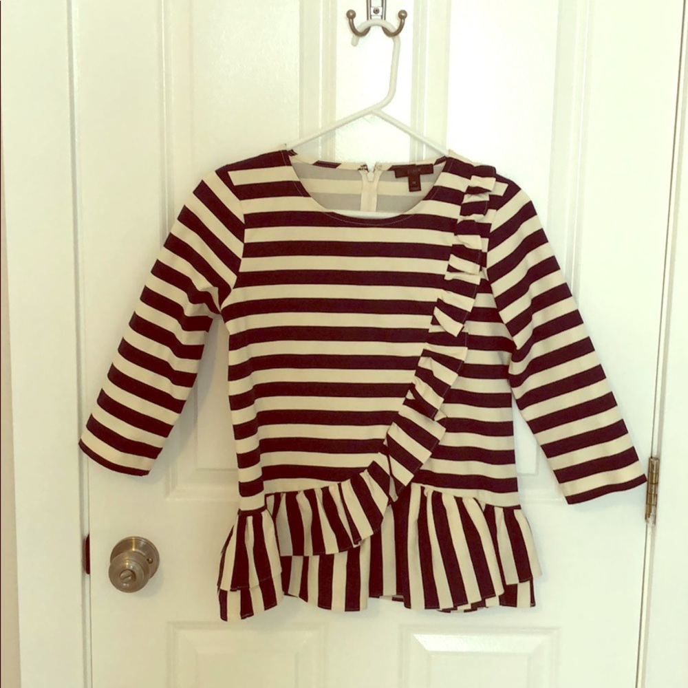 J.Crew Striped Ruffle Shirt